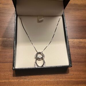 Fred Meyers Silver Dog Pendant Diamond Necklace